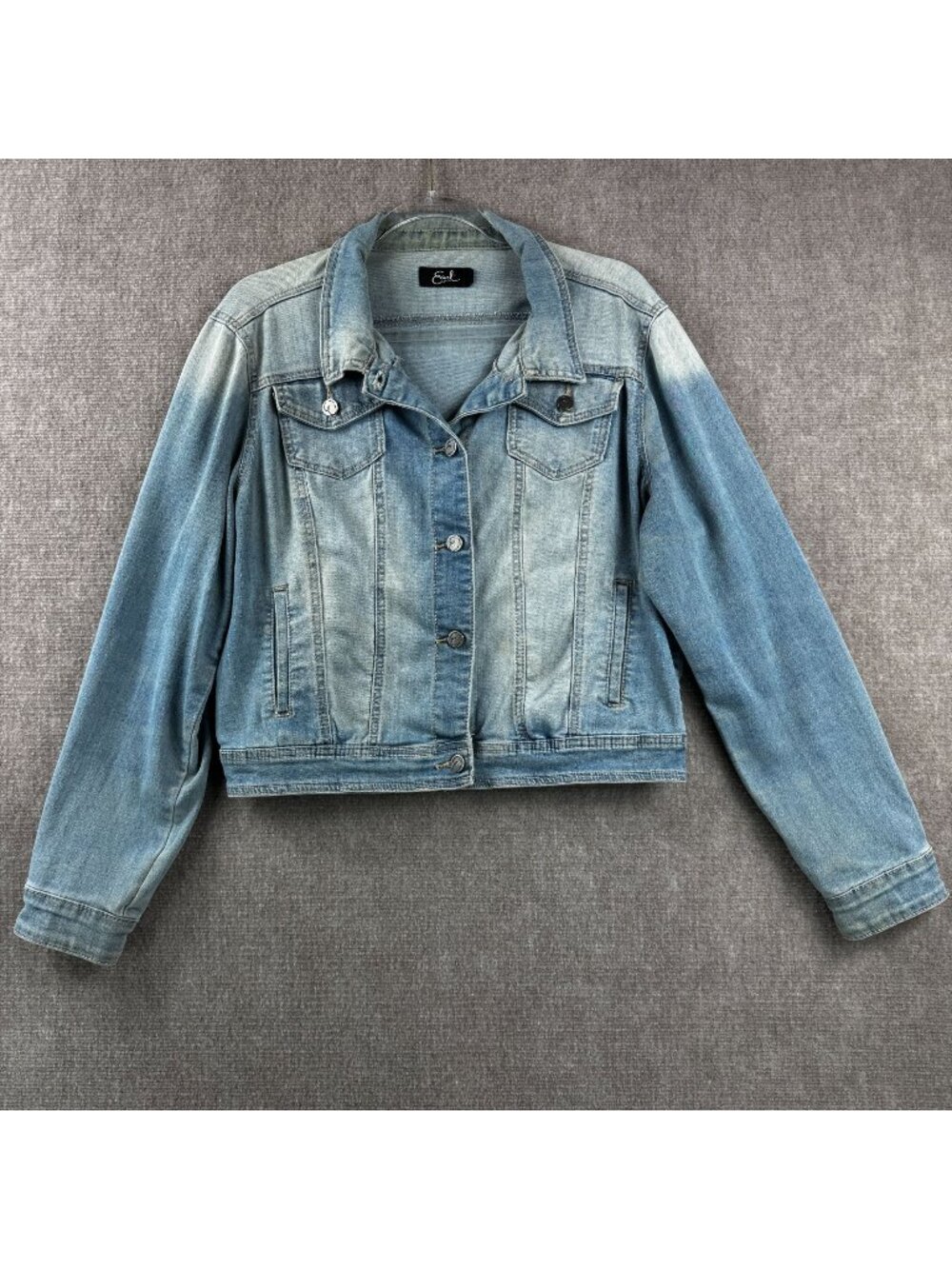 Earl Jean Jacket Womens L Cropped Trucker Light Wash Denim Y2K 90s Western Indie
